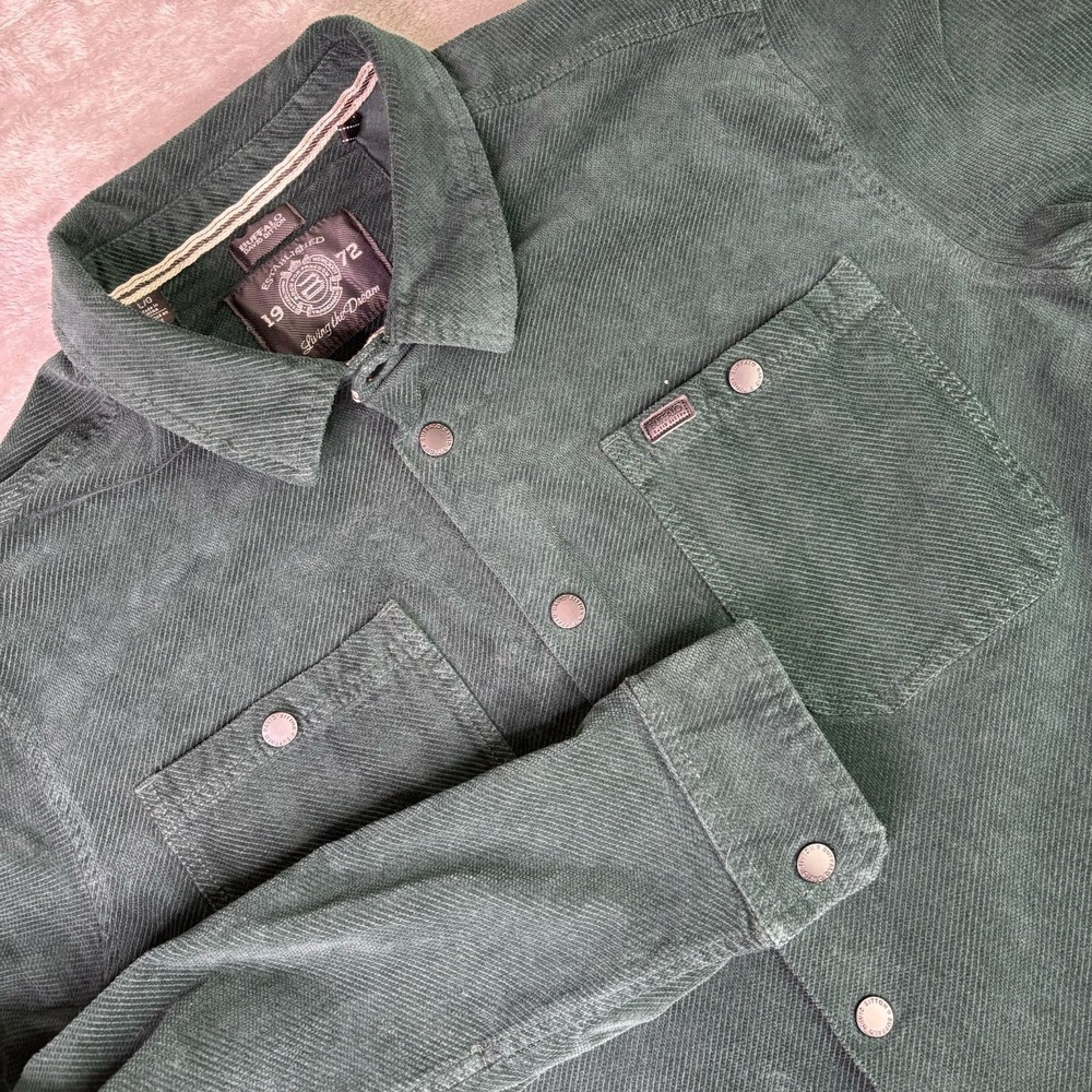 Buffalo David Bitton Men's Large Corduroy Shacket Shirt Jacket Green Cotton